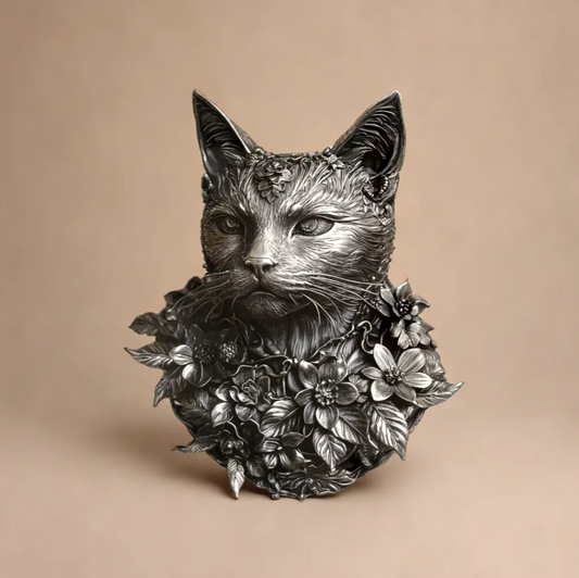 Cool Cat Silver Brooch